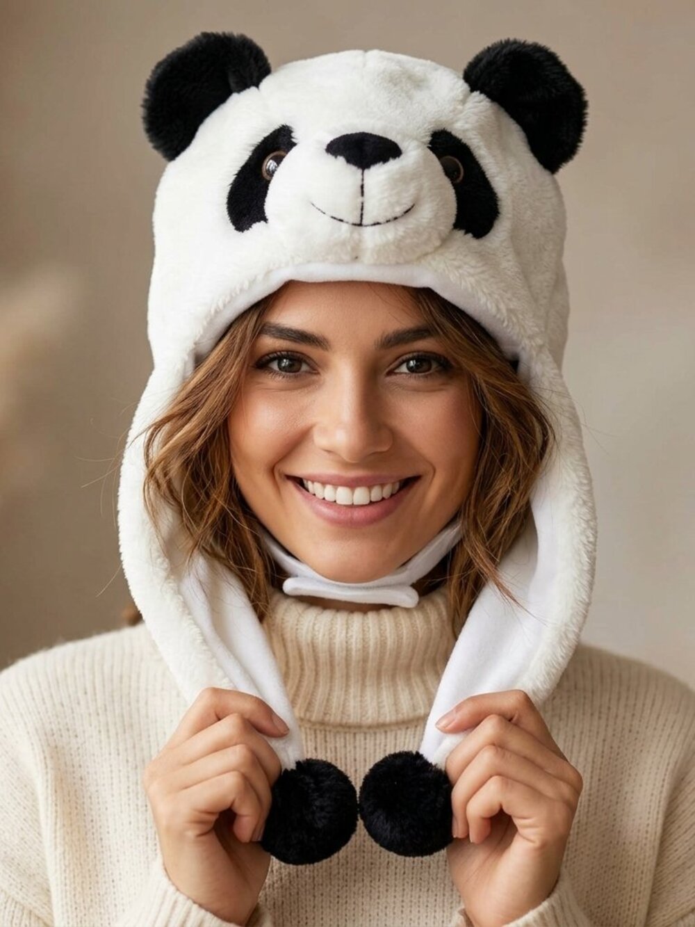 Fanzz Panda Hat Unisex O/S White Black